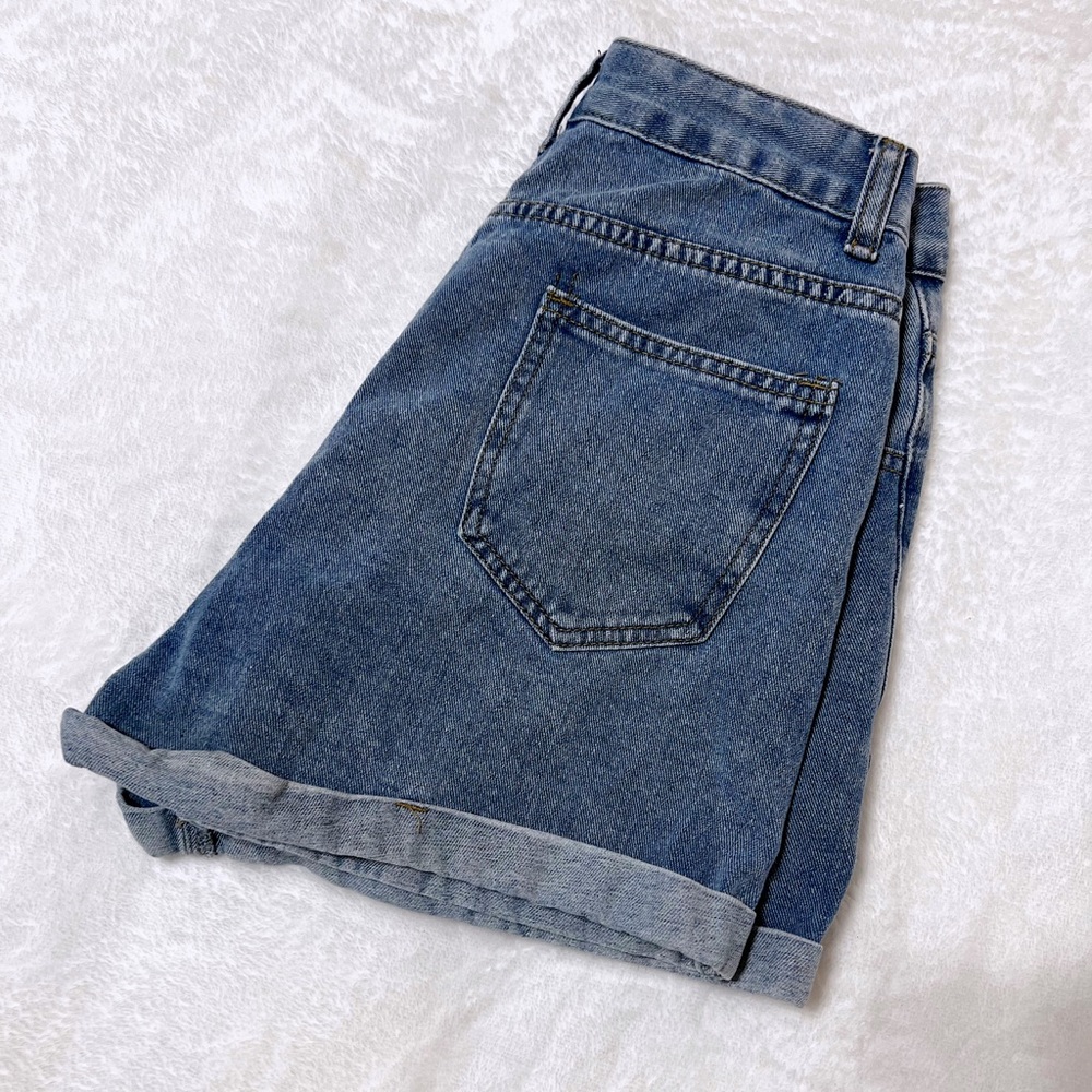 shein blue denim mom shorts